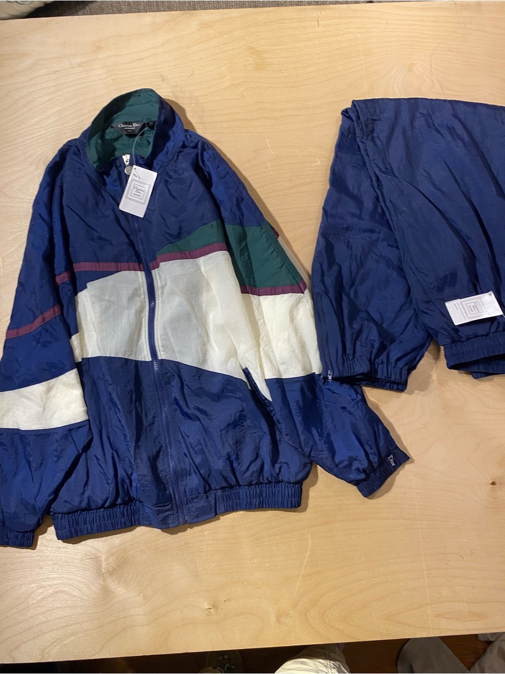 Christian Dior Navy, White & Green Colorblock Track Suit Large (SX) - Picture 10 of 13